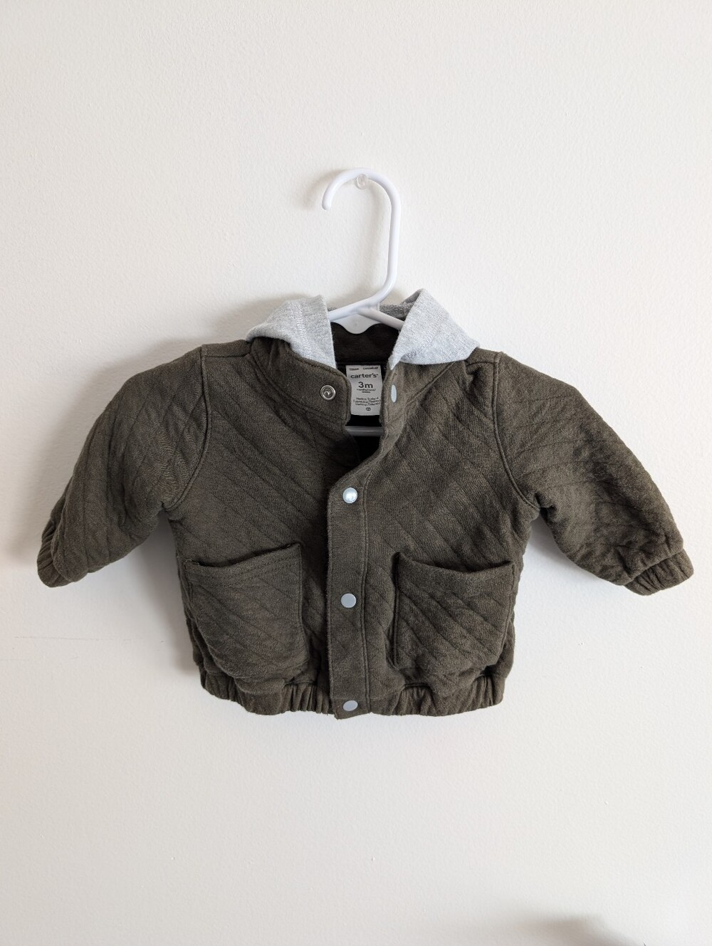 Carter's Olive Quilted Hooded Baby Jacket 3M